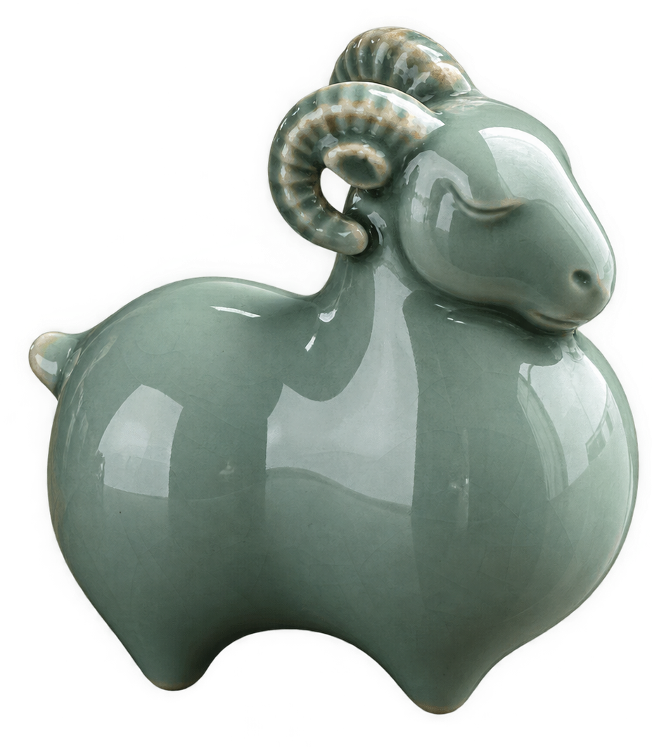 Ru Kiln Celadon Ram Figurine